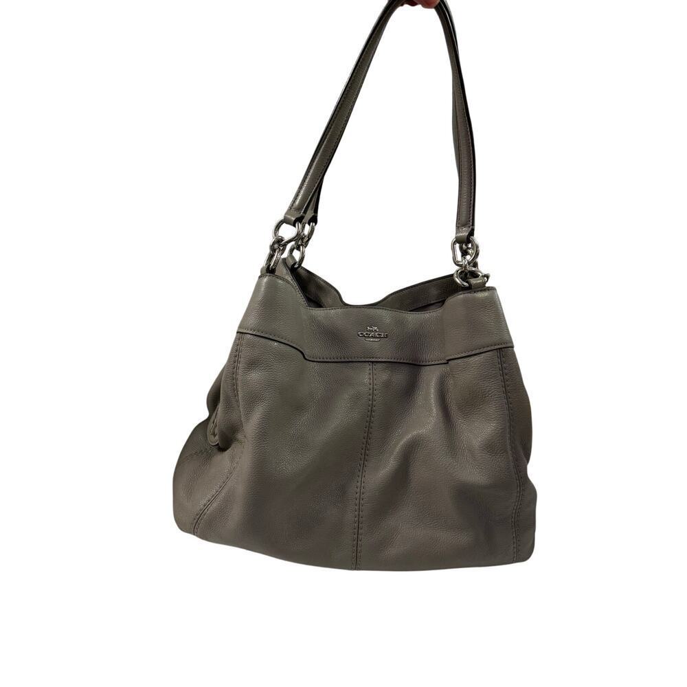 Coach Lexy Taupe Gray Leather Shoulder Bag Purse Handbag GS (as is)